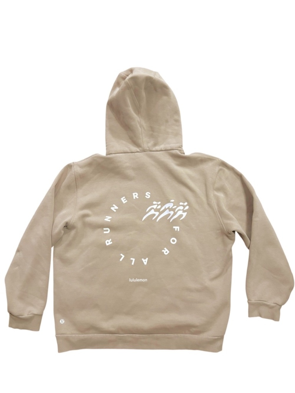 Lululemon Steady State “For All Runners” Graphic Pullover Hoodie Tan Size Medium